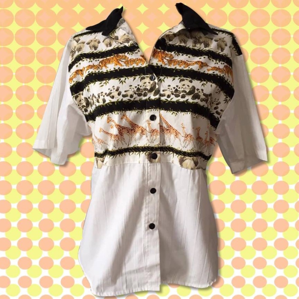 🦒Vintage Tapestry Animal Print Button Up Shirt🐅